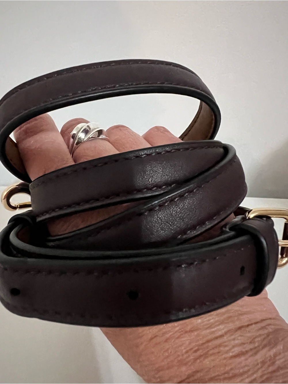 Like New COACH Leather Dark Plum Purple Gold Replacement Crossbody Purse Strap